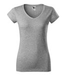 t-shirt damski v-neck slim fit, nadruk bezpośredni – melanż ciemnoszary (12)